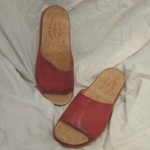 Kork-Ease Tutsi Red Leather Slides Sz 7